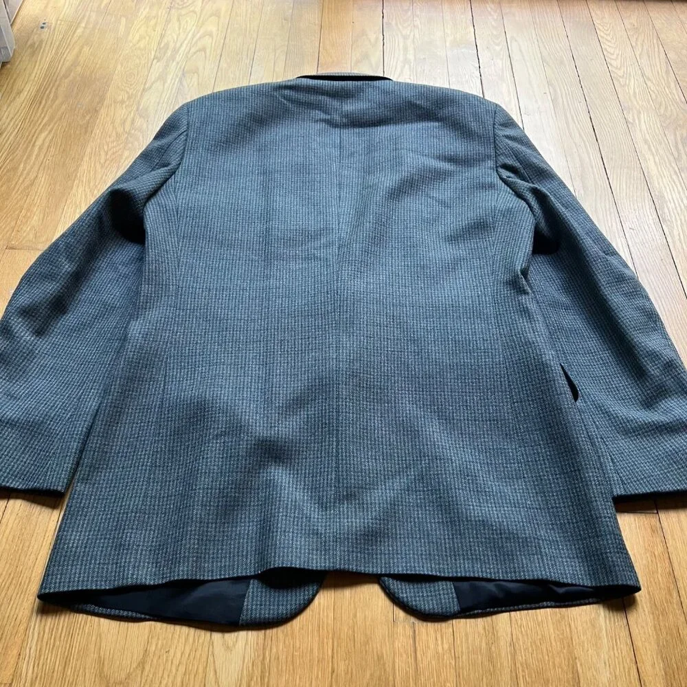 Oscar De La Renta Mens Size 42L Gray Houndstooth Single Breasted Blazer Jacket - Picture 13 of 15